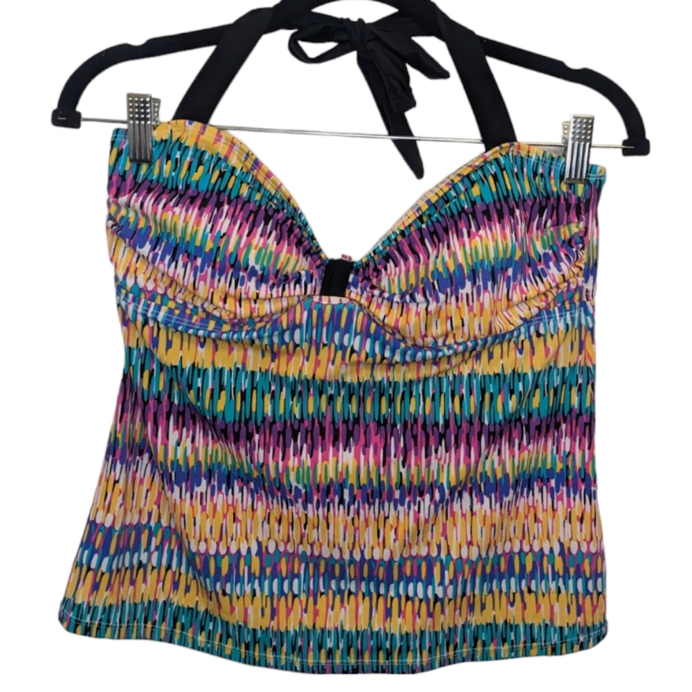 a.n.a Women's Colorful Multicolor Swim Tankini Top Size 14 🌈✨